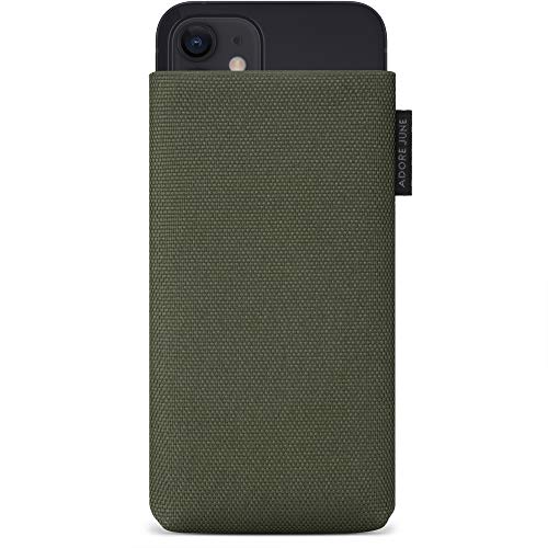 Adore June 5,4 inch telefoonhoes Classic gerecycled olijfgroen compatibel met iPhone 12 Mini, moderne duurzame nylon stoffen, Made in Europe