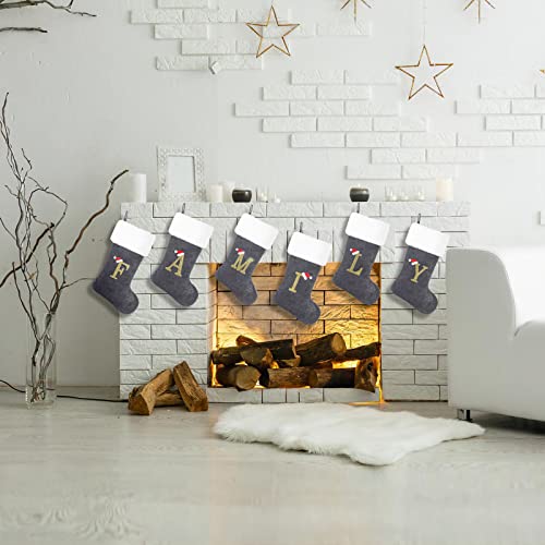 Siriphum 20 Inches Monogram Christmas Stocking Deluxe Grey Velvet Body With Super Soft Plush Cuff Embroidered Letter(A) #TOP5