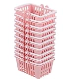 VICASKY 10pcs Pink Macaron Mini Shopping Basket Set for Pretend Play, Portable Handheld Grocery Baskets