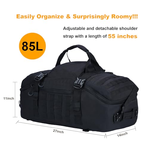 Greencity Travel Duffel Bag for Weekend Overnight Bag Waterproof Small Large for Men Women 30L 45L 85L Black2