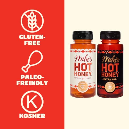 Mike's Hot Honey, Original & Extra Hot, America's #1 Spicy Honey with Chili Peppers, (10oz Bottle, 2 Pack)