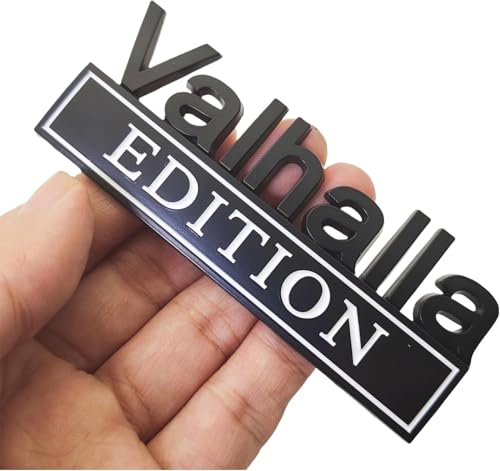 Image of 2pcs Valhalla Edition Metal Car Truck Bumper Emblem 3D Badge Sticker Decal (Black White)
