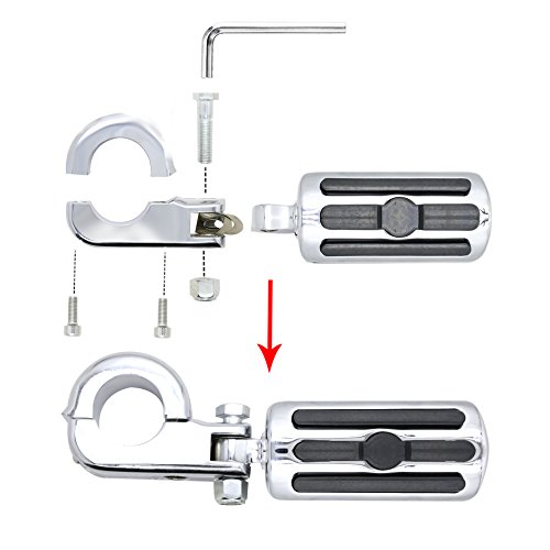 Highway Pegs Footpeg Chromed for 1.25" Engine Guard - Tri Glide Sportster Electra Road Glide Road King Street Glide (Silver) - Thumbnail 3