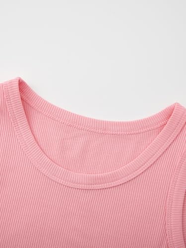 Image of NEW 6-14Y Tween Girls Stretchy Rib Knit Outfit Rayon Tank & Shorts Set Casual Lounge Playwear
