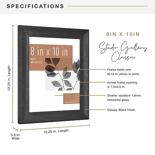 MCS Classic Studio Gallery Frame, Black Woodgrain, 8 x 10 in, Single, Classic Black