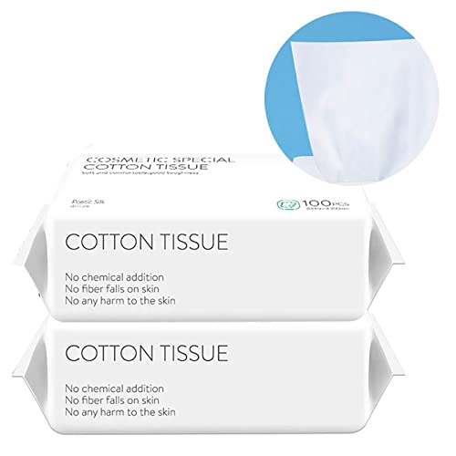 Paquete de 2 toallas desechables de algodón para maquillaje, almohadillas faciales para eliminar el maquillaje de ojos y esmalte de uñas de tejido liso
