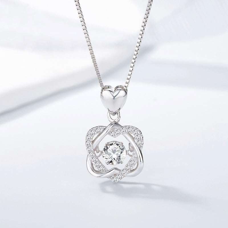 Sterling Silver Heart Pendant Necklace with Sparkling Cubic Zirconia – Infinity Love Knot Design, Gift for Women - Image 3