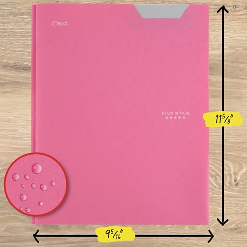 Five Star 2-Pocket Folder, Plastic Folder with Stay-Put Tabs and Prong Fasteners, Holds 8-1/2" x 11" Paper, Prom Pink (340300R) — view 5
