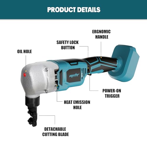 Mellif Akku Blechknabber kompatibel mit Makita Akku 18V, Elektrische Blechschere mit bürstenlos Motor,1200 RPM, 360° drehbarer Knabberkop
