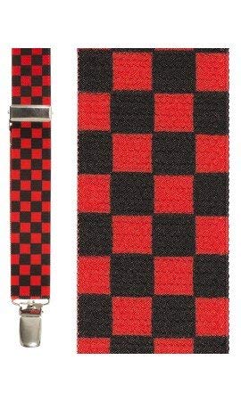 Mytoptrendz Women's Black And Red Check Mytoptrendz® Unisex Red & Black Check Checkered Print Slim Trouser Suspender Braces