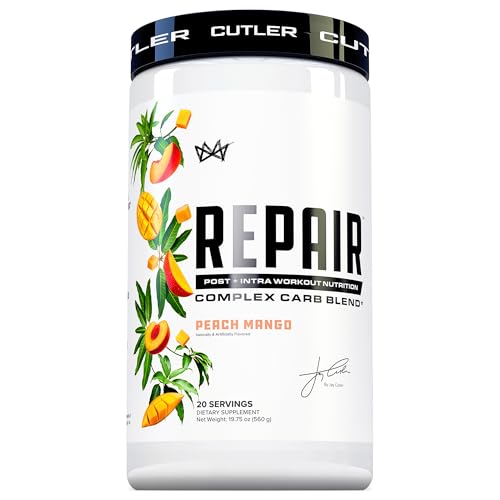 Image of Repair Post Workout Recovery Drink: Fast Absorbing Carbohydrates (Waxy Maize + Cluster Dextrin) and BCAA /EAA for Advanced Muscle Recovery, Peach Mango, 20 Servings
