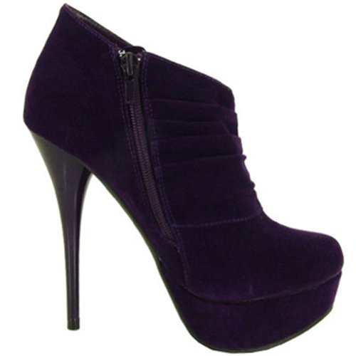 Qupid Women Neutral-257 Pumps,Purple Velvet,6 #TOP5