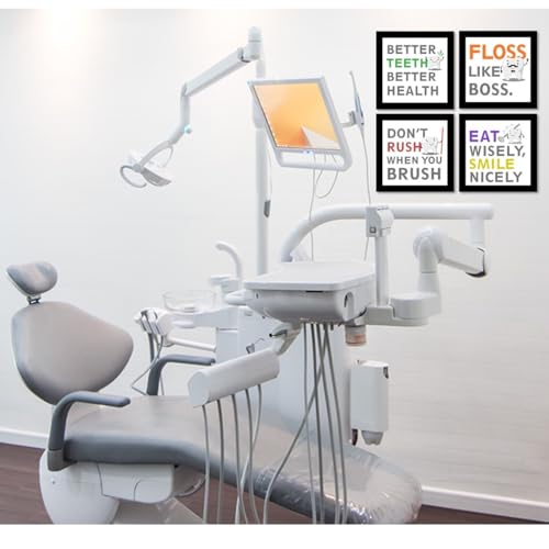 Image of JABSY Wood Dentist Dental Gift Doctor Hospital Health Medical Wall Decor Poster Framed Gift (7 Inch Square Frame - Set Of 4) (Dental)