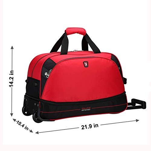 OIWAS Small Rolling Duffle Bag Carry On Luggage with Wheels Suitcase Travel Tote Men Women Short Term Trips Expandable 45L to 55L Red