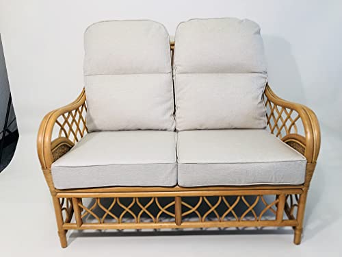 Hartfords Replacement Cushion Covers (Piped) for Conservatory Cane Furniture (COVERS ONLY) (Set of Sofa Covers, Herringbone Natural)