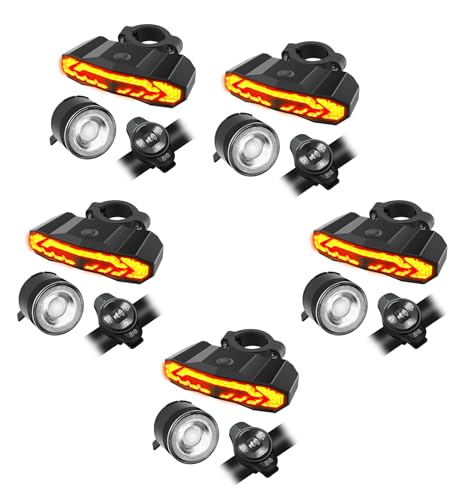 5PK Bike Headlight and Taillight, NineLeaf Bike Lights Front and Back with Turn Signals, Front and Rear Bike Lights Set, USB Rechargeable IP66 Waterproof for All Bicycles, Road, Mountain, Night Riding