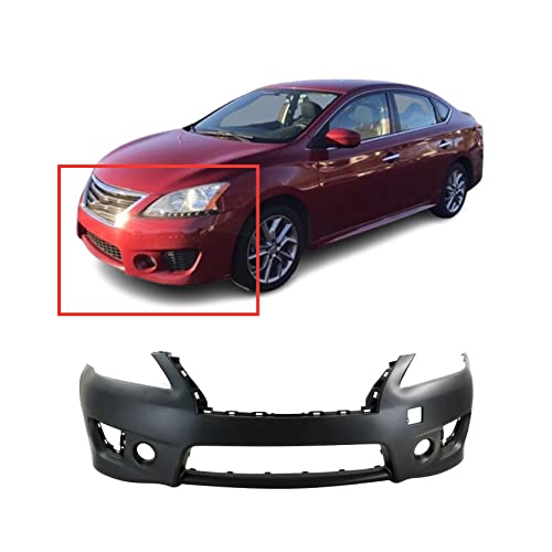 FitParts Compatible With Front Bumper Cover 2013-2014 Nissan Sentra SR Sedan 13 14. New, Primed and Ready for Paint. With Fog Light Holes. W/o Parking Aid Sensor Holes. 620223RM0J
