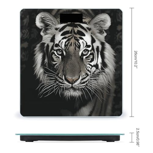 Báscula Digital de Baño Tigre Blanco y Negro LCD miniatura 2