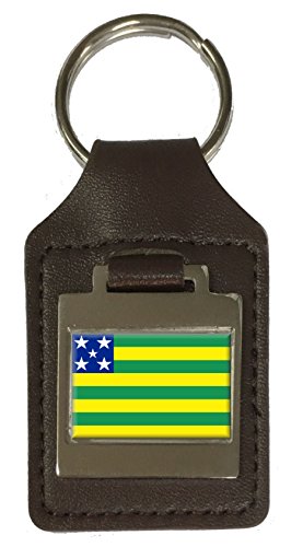 Porte-clés en cuir véritable avec blason du Goiás finition premium