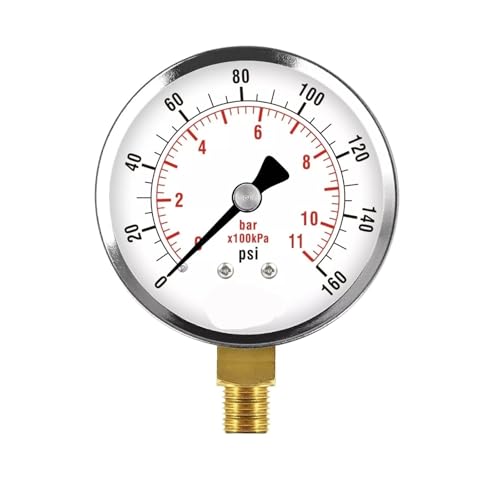 Manomètre 2-1/2 chrome 160 PSI avec raccord 1/4 NPT arrière