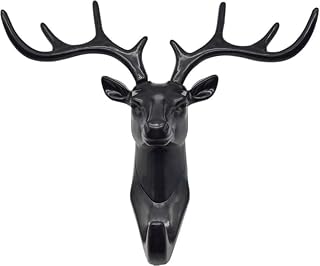 Deer Head Wall Mount, Black, Decorative Antlers, Rustic Home Decor, Wall Hanging Sculpture