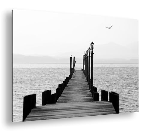 deyoli Splendido ponte in legno formato: 75 x 50 cm, effetto: bianco e nero, stampa digitale di alta qualità con cornice