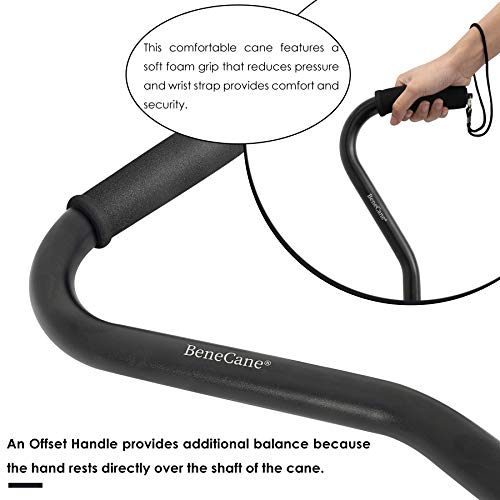 Benecane Quad Cane Adjustable Walking Cane With Offset Soft Cushioned Handle For Men & Women Lightweight Comfortable With 4-Pronged Feet For Extra Stability(Black) #TOP2