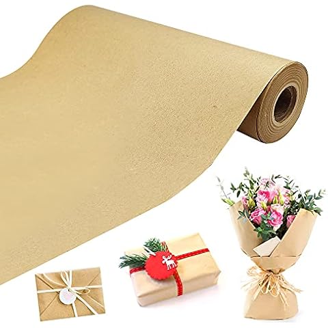 SPEACOUR Brown Kraft Paper Roll 30cm x 30m Natural Brown Wrapping Paper Roll Recyclable Parcel Wrapping Paper Christmas Kraft Wrapping Paper Roll for Gift,Craft,Tablecloth,Packing,Shipping,Parcel Cover