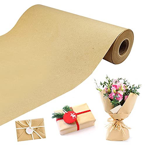 SPEACOUR Rotolo di Carta Kraft Marrone Carta Kraft da Imballaggio di Regalo Carta Kraft Naturale Rotolo di Carta da Pacchi Riciclabile Carta Kraft per Regalo, Artigianato, Spedizione - 30 CM ＊ 30 M