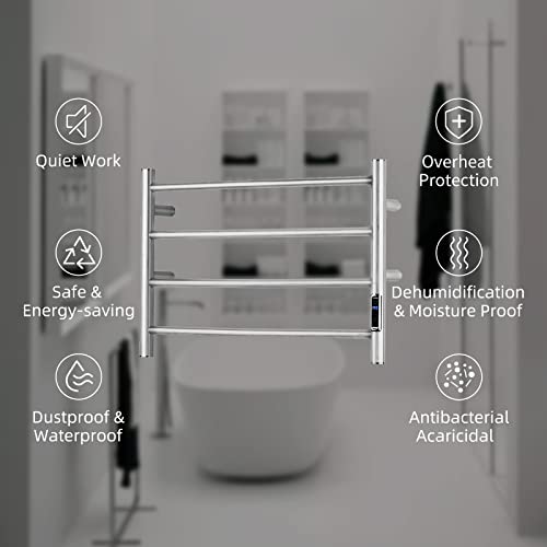 Sharndy Towel Warmer With Built-In Timer Etw29 For Bathroom Wall Mounted Bath Towel Heater Plug-In Electric Heated Towel Rack Brushed #TOP7