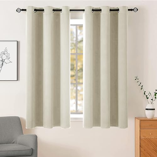AR Ware Cream Blackout Curtains for Living Room - Eyelet Thermal Insulated Curtains for Bedroom Energy Saving Soundproof Drapes (46 x 54 inches)