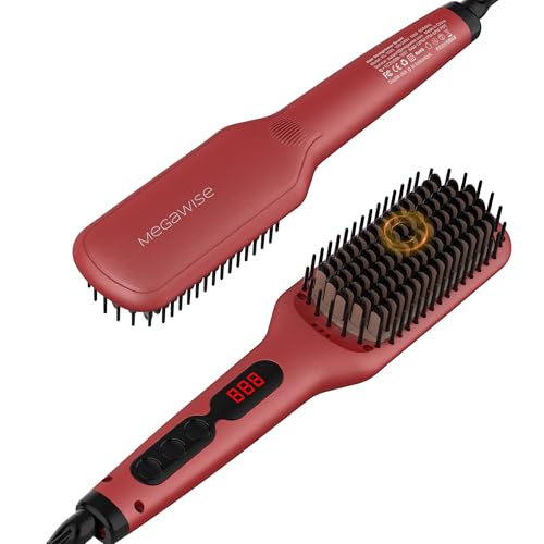 Megawise Ionic Hair Straightener Brush (Tomato Red)