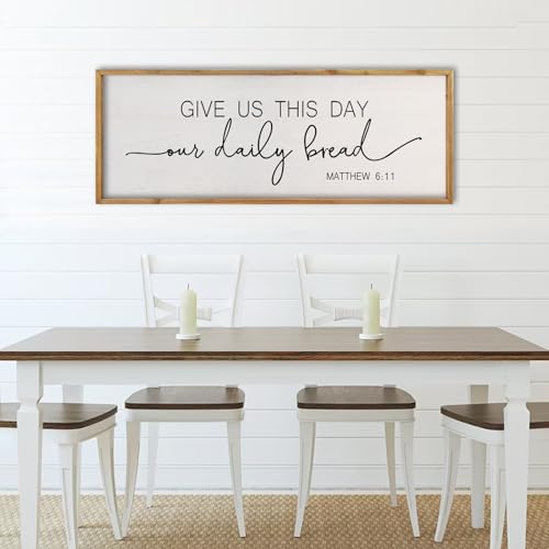 comurdyo Give Us This Day Our Daily Bread Sign 32"x12" Wood