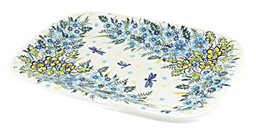 Blue Rose Polish Pottery Alyssa Large Rectangular Serving Platter