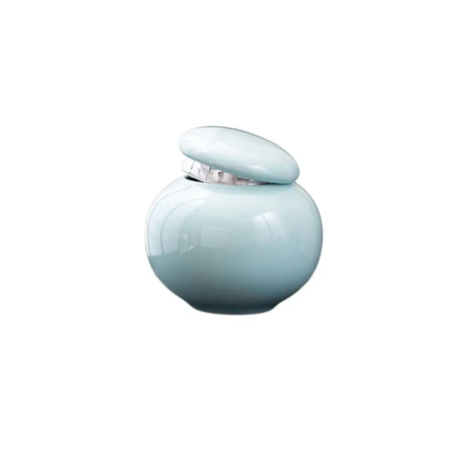 AYWTIUN tea storage jars Sub-bottling Color Glaze Ceramic Jars Portable Empty Sealed Tea Storage Jar Mini Box Cosmetic(Light Blue-Round)