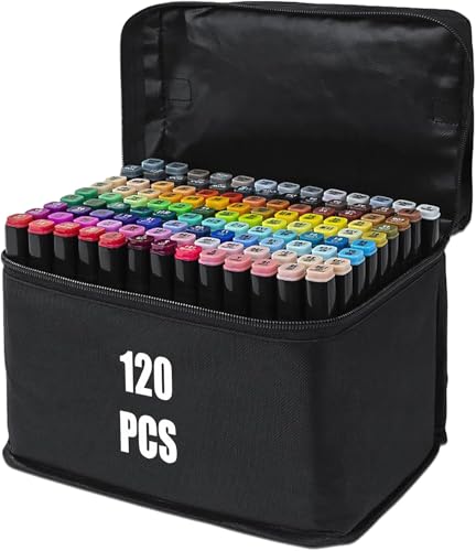 Image of like it 120 Colour Art Markers Set, Dual Tip, Brush & Fine, Sketch Marker, based Brush Markers for Sketching, Adult Coloring, and Illustration