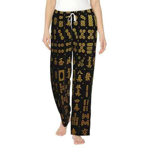 Pyjama polaire noire femme Mahjong vintage pour soirées d'hiver cocooning