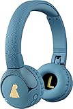 POGS Bluetooth Kopfhörer Kinder | The Gecko | Faltbare robuste Kinder Kopfhörer ab 3 Jahren mit Lautstärkeregler, Mikrofon, Begrenzer 85 dB | Musik-Sharing Funktion (blau-kabellos)