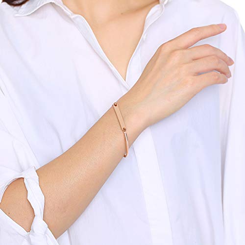 Women's Stainless Steel Rose Plated Bangle Style Kada Bracelet