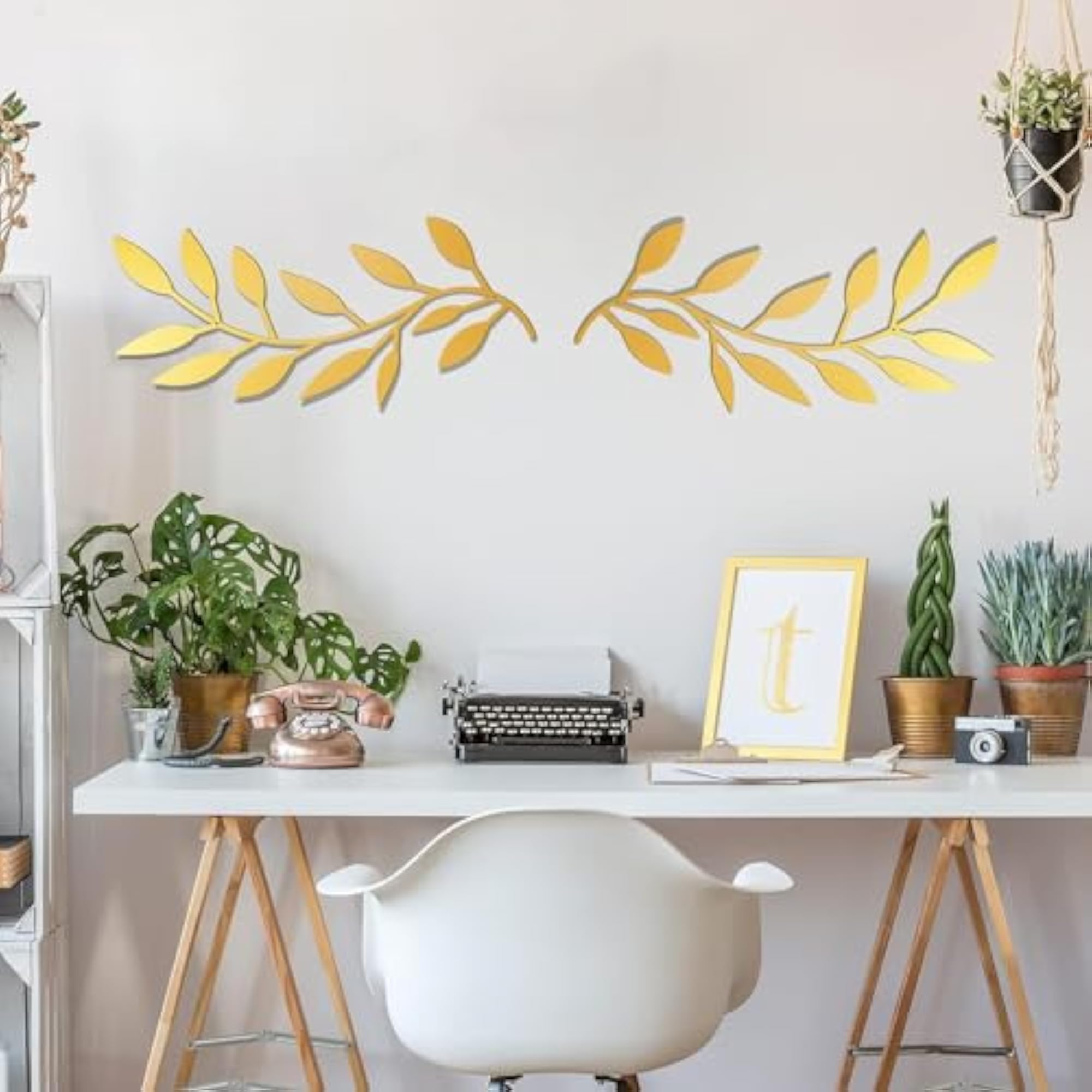 2 Pieces Metal Tree Leaf Wall Decor