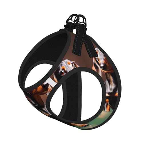 Dachshund Weiner Dog Printing Dog Summer Harness,Soft Light Puppy Vest,Breathable Pet Harness Reflective for Easy Walking