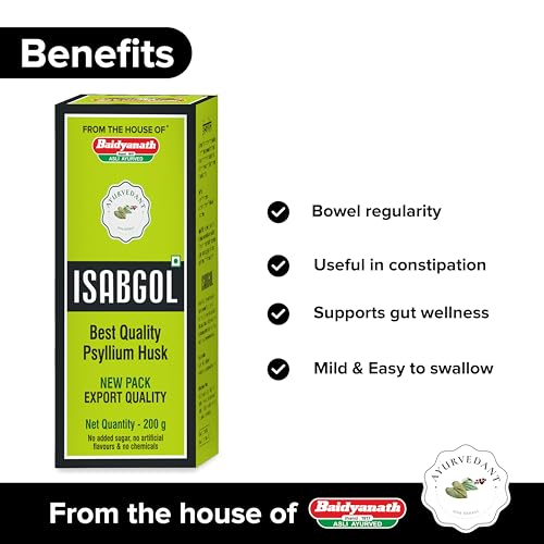 Image of Baidyanath Ayurvedant Isabgol (Psyllium Husk) Powder | Chemical Free | No Added Sugar Or Artificial Flavour | 400 g (Pack of 2 x 200 g)
