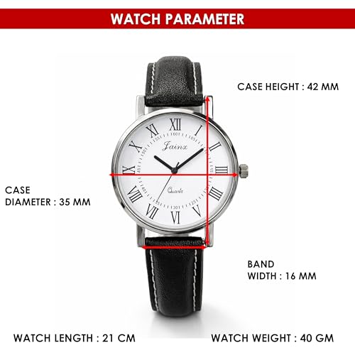 Image of jainx Corporate Gift Leather Strap Analog Wrist Watch for Women (Black /Brown Strap Color)