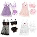 Barwa Lot 4 Sets 12 PCS Lace Sexy Pajama Sleepwear Clothes Dress Wears For Barbie Doll Xmas GIFT