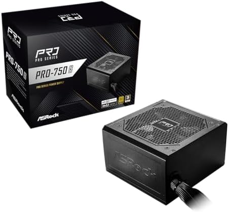 ASRock PRO 750G Power Supply - 750W 80 Plus Gold Certified, ATX 3.1 & PCIe 5.1 Ready, Native 12V-2x6 Connector, 120mm Low-Noise Fan, 3-Year Warranty