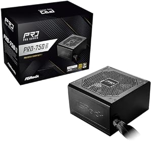 ASRock PRO 750G Power Supply - 750W 80 Plus Gold Certified ATX 3.1 & PCIe 5.1 Ready Native 12V-2x6 Connector 120mm Low-Noise Fan 3-Year Warranty - LikeNew