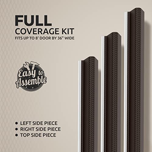 Q Foam Weather Stripping Seal 3 Pieces 84" Inch Pu Foam Door Weather Stripping Kerf, Fits 6 Foot 8 Inch Door, Soundproof, Adhesive 36" Door Seal For Insulation And Anti-Collision (Brown) #TOP2