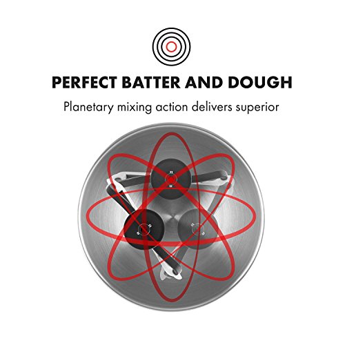 Klarstein Bella Argentea Multifunktions-Küchenmaschine, Mixer, Rührmaschine, Knetmaschine (1200 W, Edelstahl, 5,2 Liter), Farbe: Silver Schwarz – Bild 5