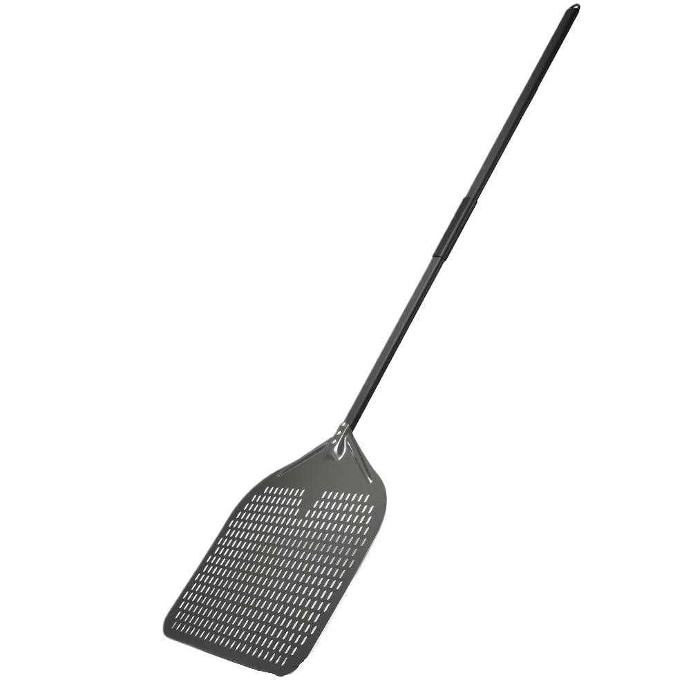 WANGSHAOWEI Pizza ​Paddle 16 Inch Pizza Peel Big Size Perforated Shovel Retangular Paddle Aluminum Alloy Handle(Black)