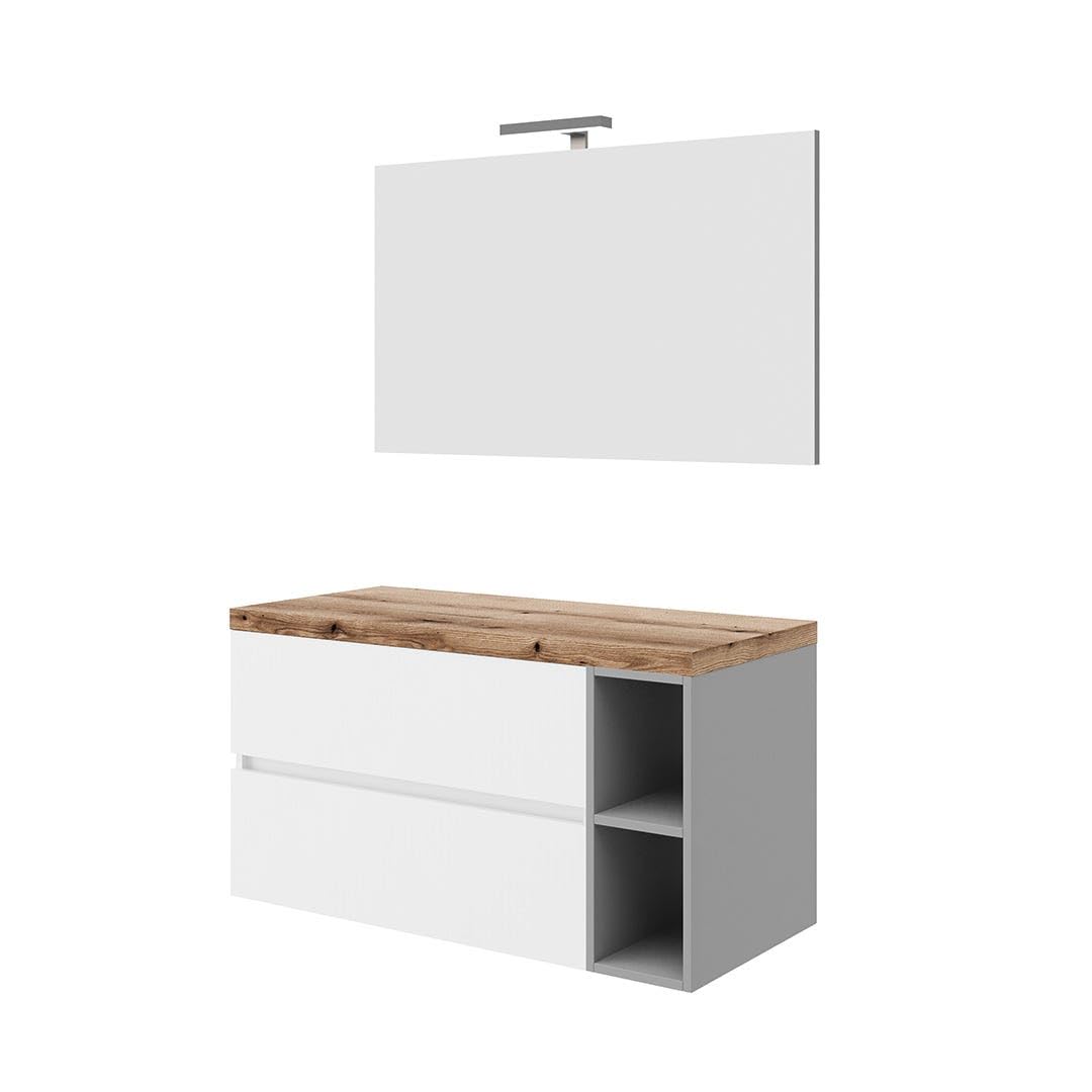 Kiamami Valentina Mobile Bagno Sospeso 100 Cm Bianco Nizza con Specchio